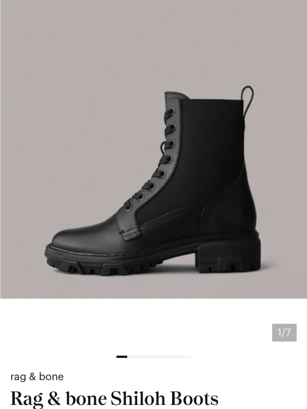 rag & bone Shiloh Lace-Up Leather Boots in Black